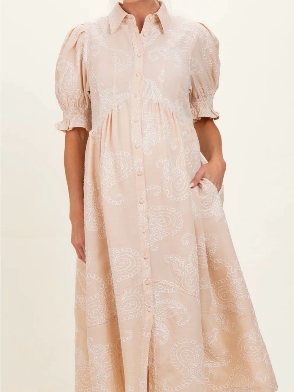 Pinkblush Blush Paisley Midi Button-Front Dress